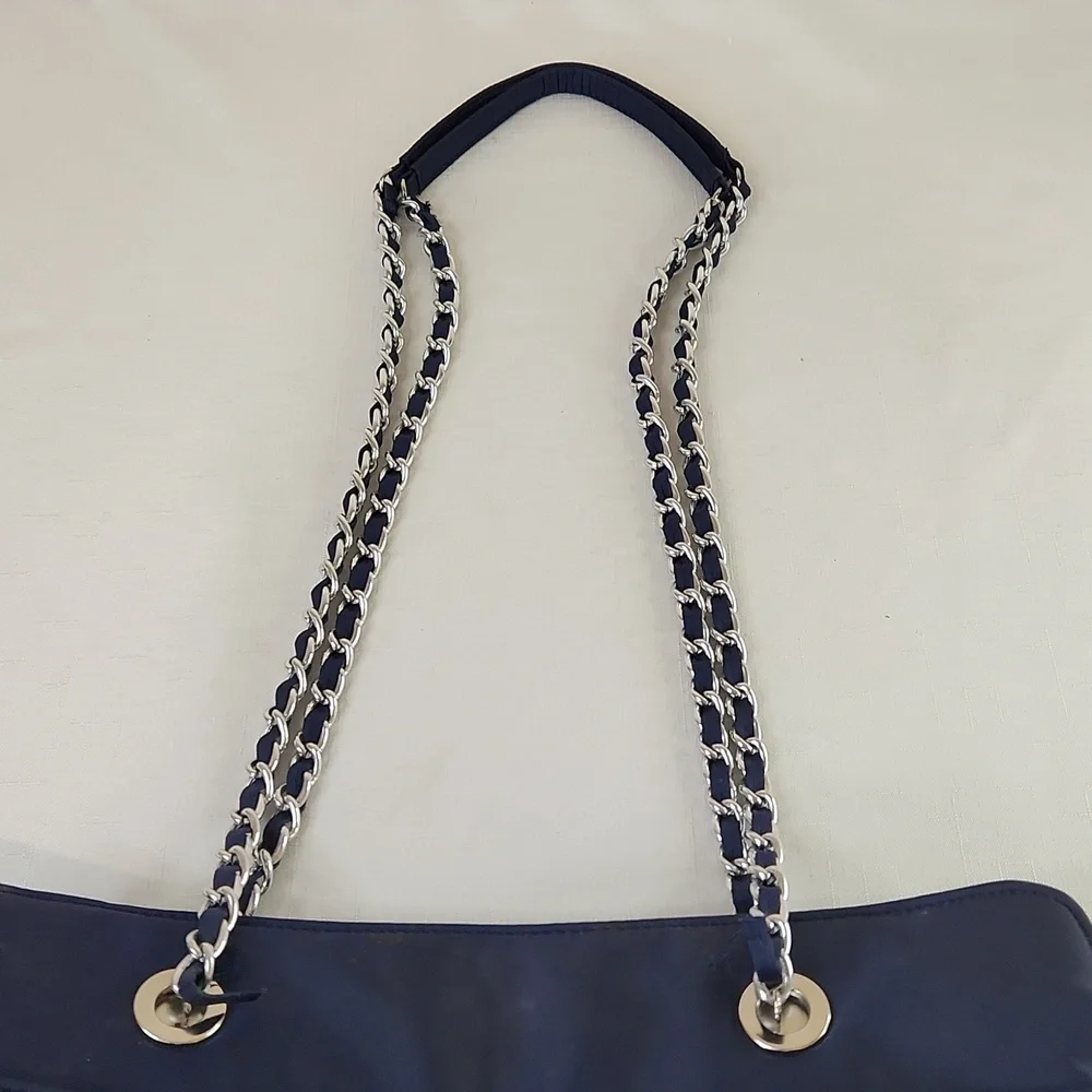 Sastanza Navy Blue Nylon Tote Bag. Size 15x11